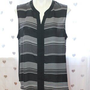 #269 Chico's Grey-Scale Striped Dressy Tank Size 3 (16)